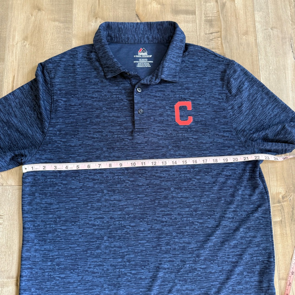 Cleveland Guardians Polo Shirt Men XL Majestic‎ Cool Base Blue Baseball Digital - Picture 6 of 7